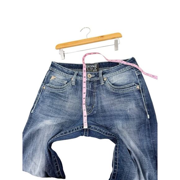 Salvage Mayhem Bootcut Dark Wash Thick Stitch Stretch Denim Jeans Men’s 31 Long - Picture 12 of 13